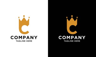 Letter C royal crown and luxury design template elements. Elegant emblem logo icon vector design. Creative badge design with corporate and business king crown. Queen symbol.