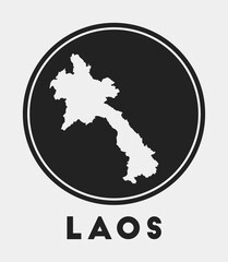 Laos icon. Round logo with country map and title. Stylish Laos badge with map. Vector illustration.