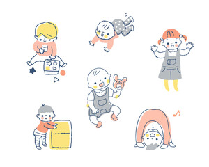 赤ちゃんのさまざまなポーズ　セット