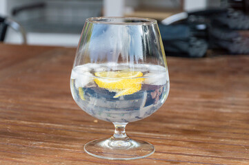 A GLASS CUP WITH GIN TONIC