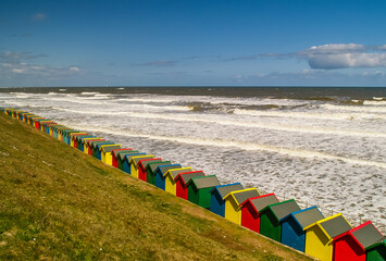 Beach Huts on the promenade in Whitby, North Yorkshire