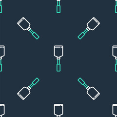Line Spatula icon isolated seamless pattern on black background. Kitchen spatula icon. BBQ spatula sign. Barbecue and grill tool. Vector