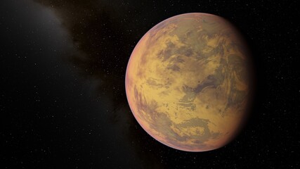 beautiful exo in space and the surface against the background of stars and galaxies in bright colors, space fantasy, space background 3d render	
