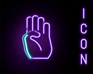 Glowing neon line Indian symbol hand icon isolated on black background. Colorful outline concept. Vector