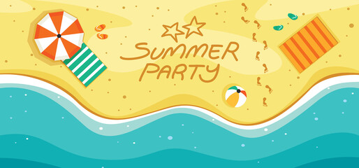 Flat Summer Banner With Cartoon Character