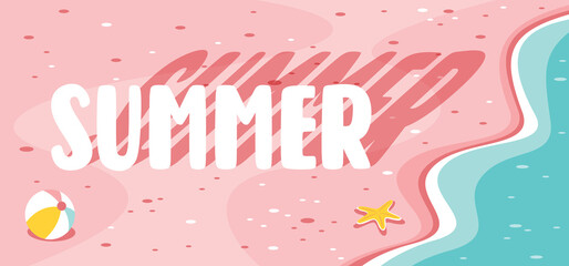 Flat Summer Banner With Cartoon Character
