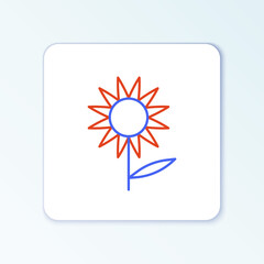 Line Sunflower icon isolated on white background. Colorful outline concept. Vector