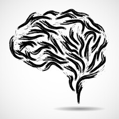 Abstract creative brain with paint strokes stock. Colorful vector illustration