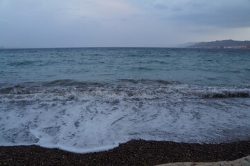 Waves of the Red sea in twilight