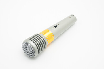 Microphone for vocal singing, karaoke and speaking on a white background