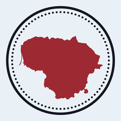 Lithuania round stamp. Round logo with country map and title. Stylish minimal Lithuania badge with map. Vector illustration.