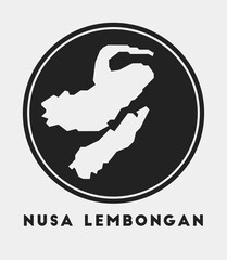 Nusa Lembongan icon. Round logo with island map and title. Stylish Nusa Lembongan badge with map. Vector illustration.
