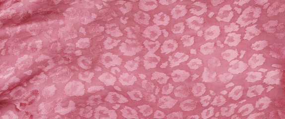 pink leopard print fabric is smooth with folds  - obrazy, fototapety, plakaty