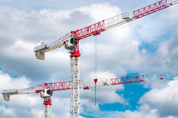 Construction site with modern cranes