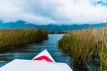 Cocha lake and mountains in Nariño, Colombia