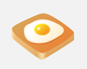 Fried egg on bread. Fried egg and toasted bread sandwich isolated on white background. Vector illustration.