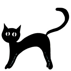 Hand drawn black cat pet