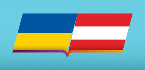 Football icon of Ukraine versus Austria in Football Competition.