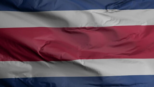 Costa Rica flag seamless closeup waving animation. Costa Rica Background. 3D render, 4k resolution