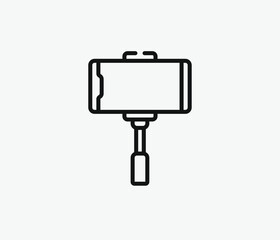 Selfie stick vector icon. Editable stroke. Symbol in Line Art Style for Design, Presentation, Website or Apps Elements, Logo. Pixel vector graphics - Vector