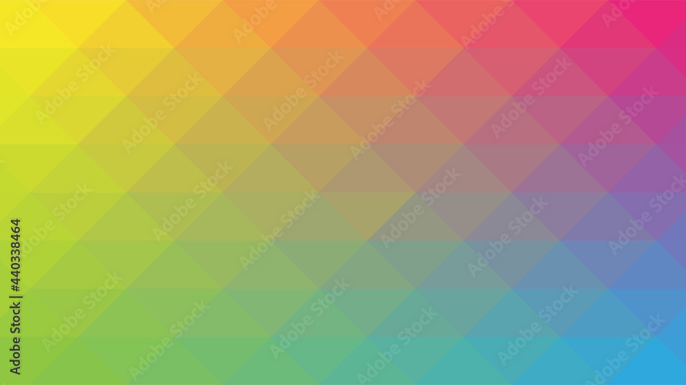Wall mural modern background with vibrant rainbow color gradient and lowpoly mosaic element