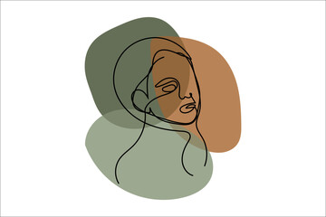 Line Art Woman Face Drawing. Abstract minimal woman portrait. Female Face Continuous one Line art, drawing of face , fashion concept, woman beauty minimalist, vector illustration.