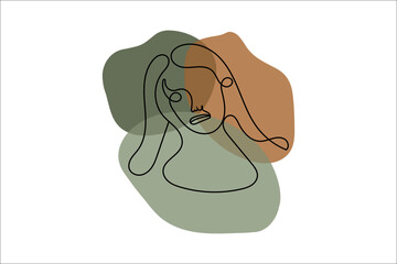 Line Art Woman Face Drawing. Abstract minimal woman portrait. Female Face Continuous one Line art, drawing of face , fashion concept, woman beauty minimalist, vector illustration.