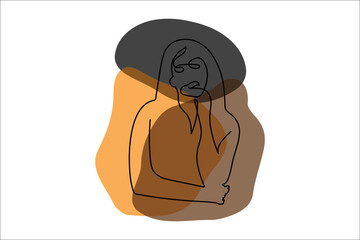 Line Art Woman Face Drawing. Abstract minimal woman portrait. Female Face Continuous one Line art, drawing of face , fashion concept, woman beauty minimalist, vector illustration.