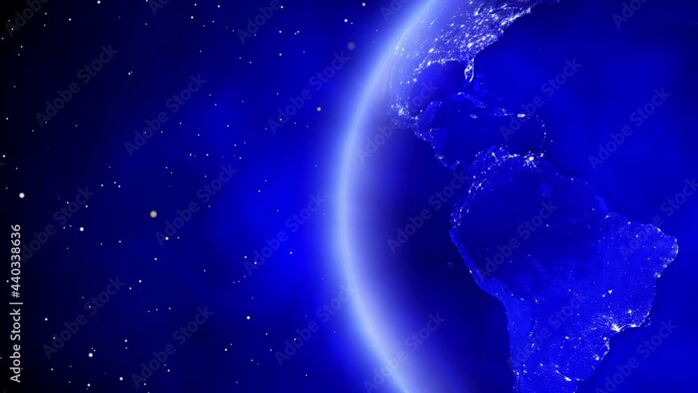 Canvas Prints earth rotating on black space background with stars loop.