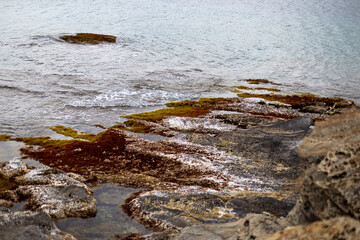 Mediterranean sea hitting the rocks off the coast