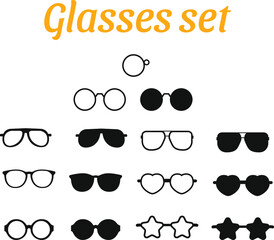 Set of silhouette glasses vector
