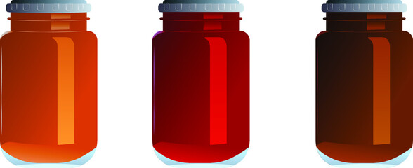 Set of glass jars with jam vector