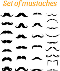 Vector mustache silhouette set