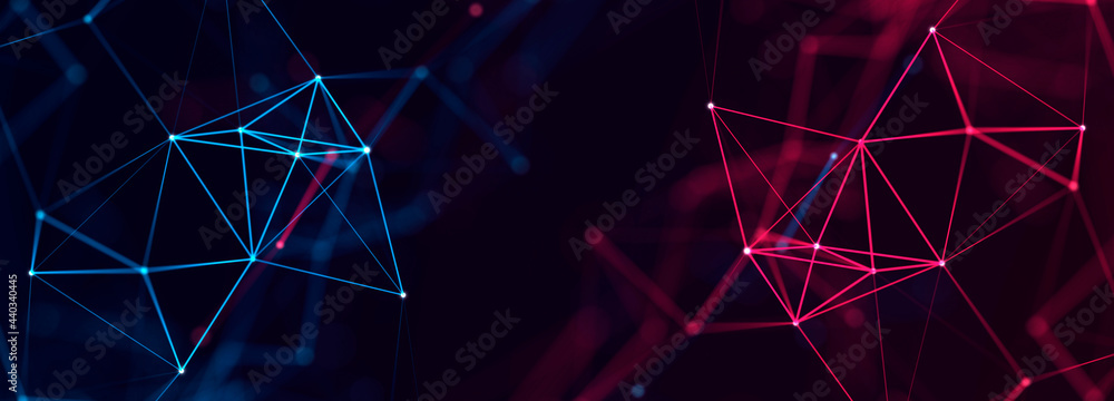 Aufkleber Technology background. Abstract digital combination dots and lines. Network connection structure. 3d Widescreen