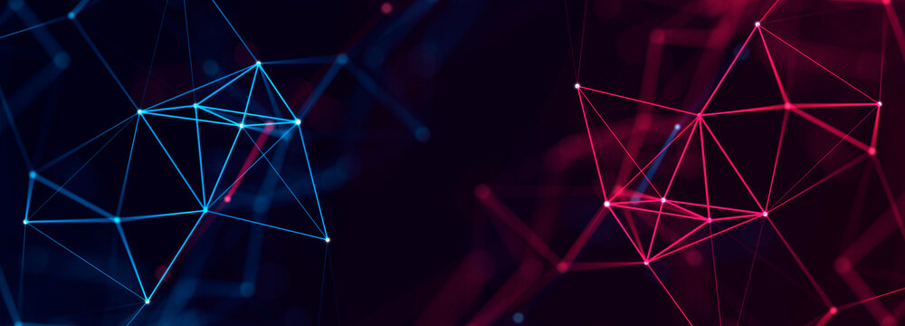 Technology background. Abstract digital combination dots and lines. Network connection structure. 3d Widescreen