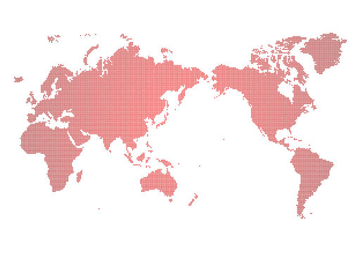 赤色のグローバルネットワークサイバーITイメージ世界地図背景