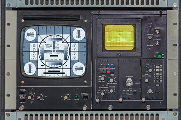 Fototapeta premium Stationary TV signal control studio test monitor