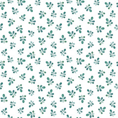 Simple pattern green leaves on a white background