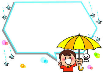 ふきだし　子供　雨