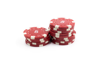 poker chips isolated on white background 