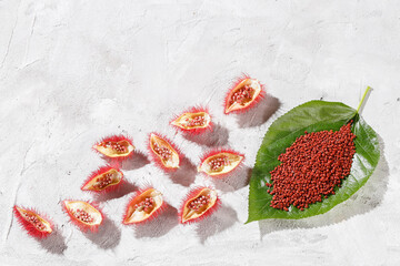 Annatto seeds, Onoto, Annatto, Bixa orellana, natural red pigment