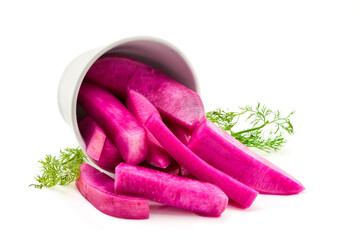 Pickle turnips Isolated on white background
