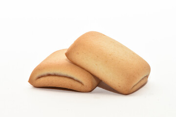 pastry cookies  filled fruits  and dates 
isolated on white background