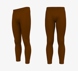 Blank leggings mockup, front and side views. Sweatpants. 3d rendering, 3d illustration.