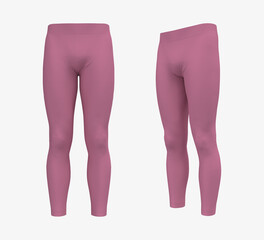 Blank leggings mockup, front and side views. Sweatpants. 3d rendering, 3d illustration.;