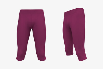 Blank pants mockup, front and side views. Sweatpants. 3d rendering, 3d illustration.