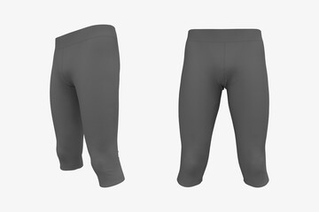 Blank pants mockup, front and side views. Sweatpants. 3d rendering, 3d illustration.