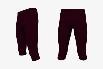 Blank pants mockup, front and side views. Sweatpants. 3d rendering, 3d illustration.