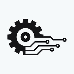 Gear smart Eps icon. Digital tech - vector business logo template concept illustration. Gear electronic factory sign. Cog wheel technology symbol