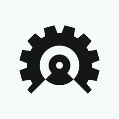 Gear smart Eps icon. Digital tech - vector business logo template concept illustration. Gear electronic factory sign. Cog wheel technology symbol